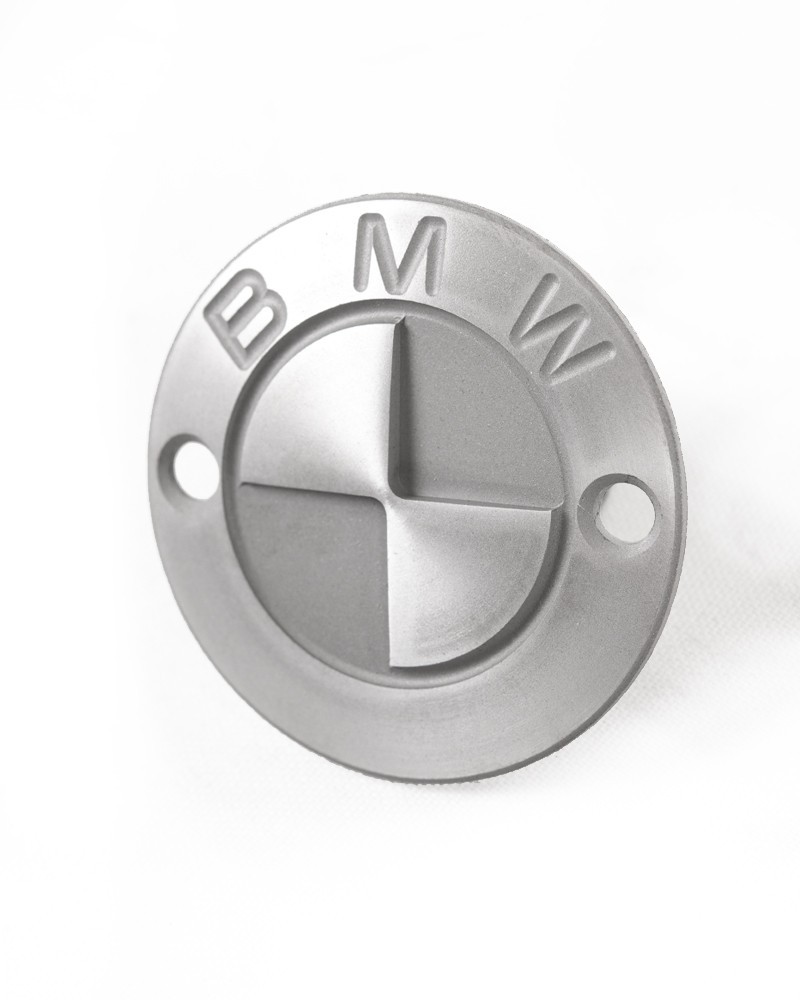 Brushed aluminum screw-on emblem BMW R-18